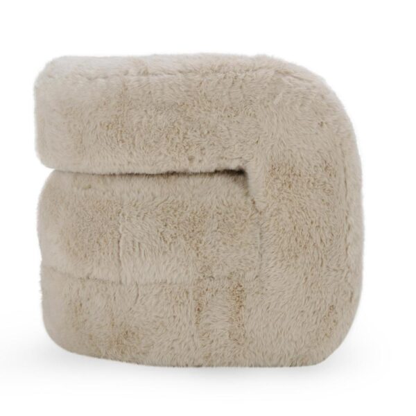 1502202669922e1c8f189.jpeg Ciel Accent Chair with Barrel Style Plush Foam Cushion, Beige Faux Fur