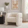 1502202669922e26264ff.jpeg Ciel Accent Chair with Barrel Style Plush Foam Cushion, Beige Faux Fur