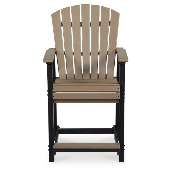 Ashi Outdoor Bar Height Chair Set of 2, Black, Brown Slatted Backrest