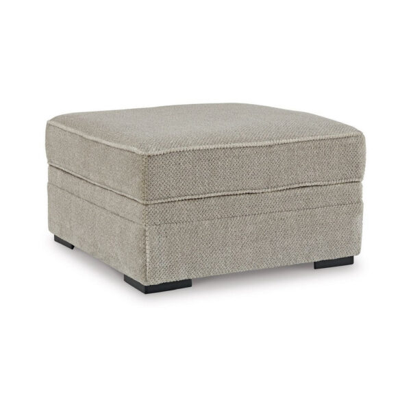 Alno Accent Ottoman, Square 38 Inch Beige Polyester, Hidden Storage