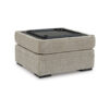 Alno Accent Ottoman, Square 38 Inch Beige Polyester, Hidden Storage