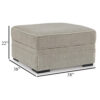 Alno Accent Ottoman, Square 38 Inch Beige Polyester, Hidden Storage