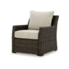 Soha Outdoor Lounge Chair, Brown Resin Wicker, Beige Nuvella Cushions