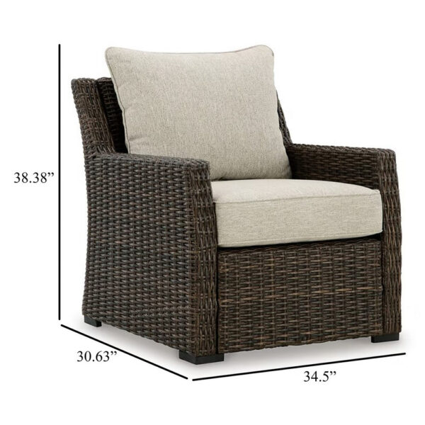 Soha Outdoor Lounge Chair, Brown Resin Wicker, Beige Nuvella Cushions