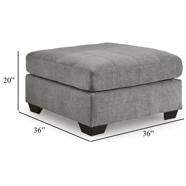 Marlow Oversize Ottoman, Stitch Details, Muted Gray Polyester 36 Inch