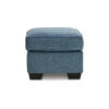 Caten Ottoman, Azure Blue Polyester, Black Low Profile Legs, 30 Inch