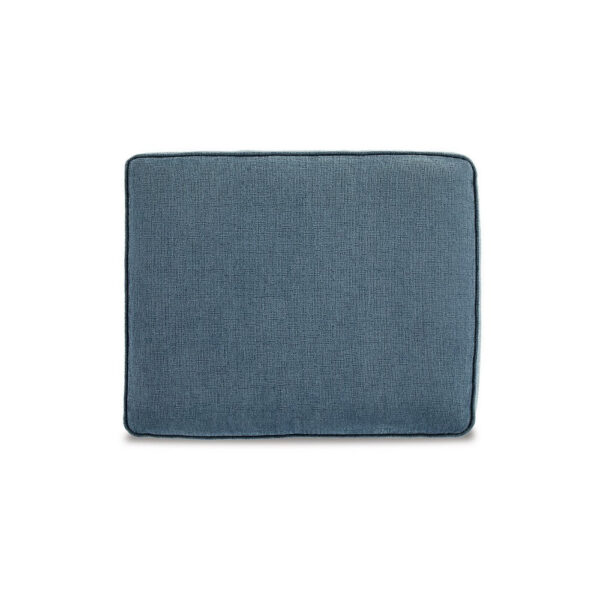 Caten Ottoman, Azure Blue Polyester, Black Low Profile Legs, 30 Inch