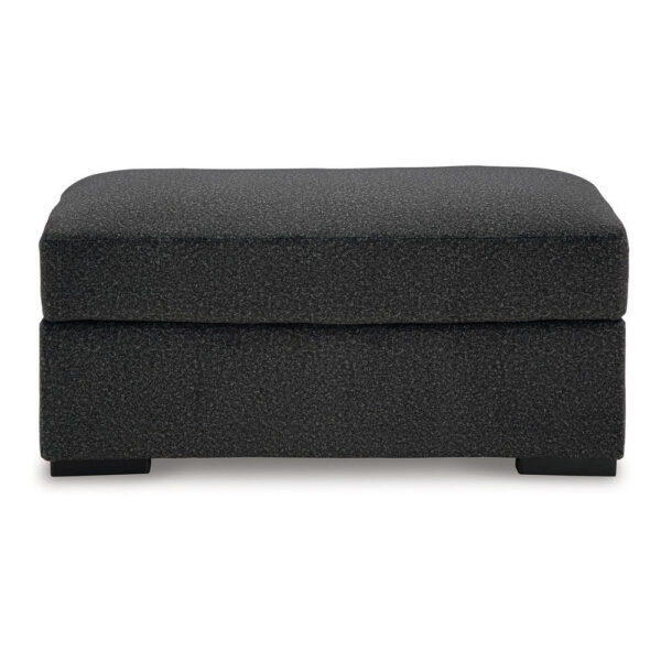 Wryen Accent Ottoman, Modern Plush Onyx Black Polyester, 44 Inch