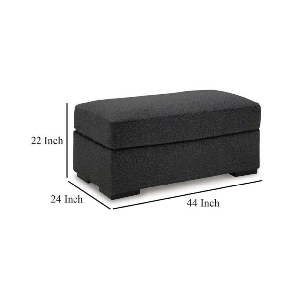 Wryen Accent Ottoman, Modern Plush Onyx Black Polyester, 44 Inch