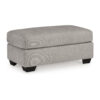 Delaney Ottoman, Flannel Gray Polyester, Soft Cushioned Top, 44 Inch