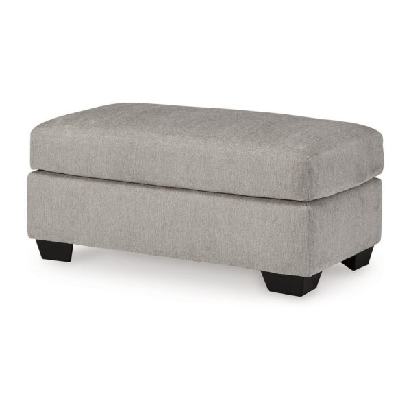 Delaney Ottoman, Flannel Gray Polyester, Soft Cushioned Top, 44 Inch