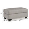 Delaney Ottoman, Flannel Gray Polyester, Soft Cushioned Top, 44 Inch