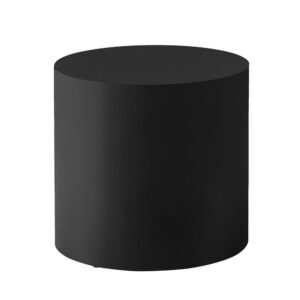 Rano Side End Table, 19 Inch Black Round Iron Top, Modern Drum Shape
