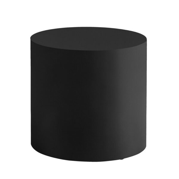 Rano Side End Table, 19 Inch Black Round Iron Top, Modern Drum Shape