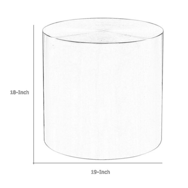 Rano Side End Table, 19 Inch Black Round Iron Top, Modern Drum Shape