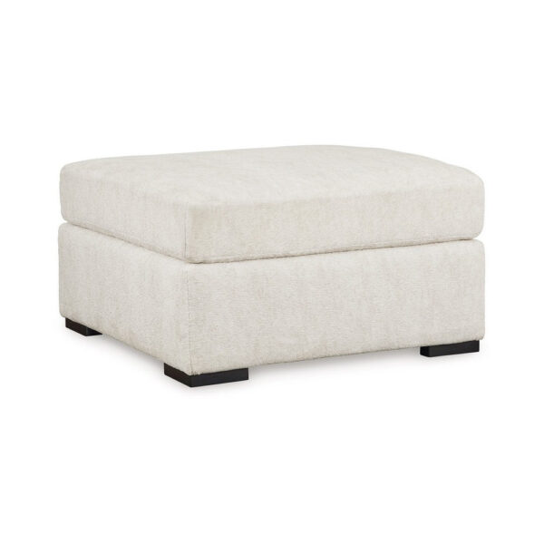 Akon Oversized Ottoman, Modern Plush Ivory Polyester 39 Inch Square