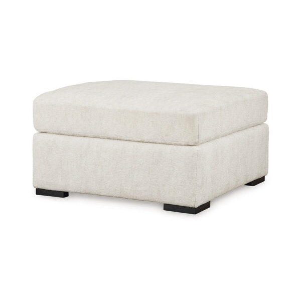 Akon Oversized Ottoman, Modern Plush Ivory Polyester 39 Inch Square