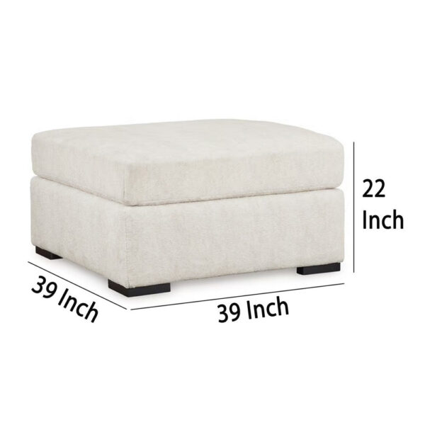 Akon Oversized Ottoman, Modern Plush Ivory Polyester 39 Inch Square