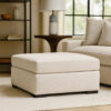 Akon Oversized Ottoman, Modern Plush Ivory Polyester 39 Inch Square