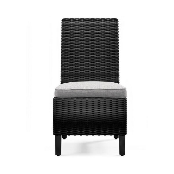 Tira Indoor Outdoor Side Chair Set of 2, Black Wicker, Gray Nuvella