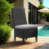 Tira Indoor Outdoor Side Chair Set of 2, Black Wicker, Gray Nuvella