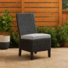 Tira Indoor Outdoor Side Chair Set of 2, Black Wicker, Gray Nuvella