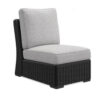 Tira Outdoor Modular Armless Chair, Black Woven Wicker, Gray Nuvella