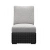 Tira Outdoor Modular Armless Chair, Black Woven Wicker, Gray Nuvella