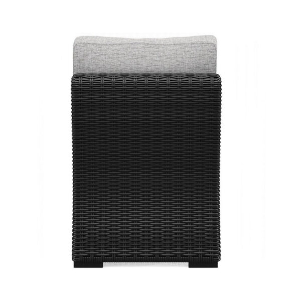 Tira Outdoor Modular Armless Chair, Black Woven Wicker, Gray Nuvella
