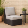 Tira Outdoor Modular Armless Chair, Black Woven Wicker, Gray Nuvella