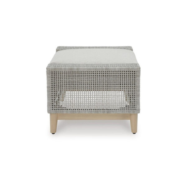 1502202669922f7e27c86.jpeg Yami Outdoor Ottoman, 35 Inch, Gray Woven Resin Wicker, Cushioned Seat