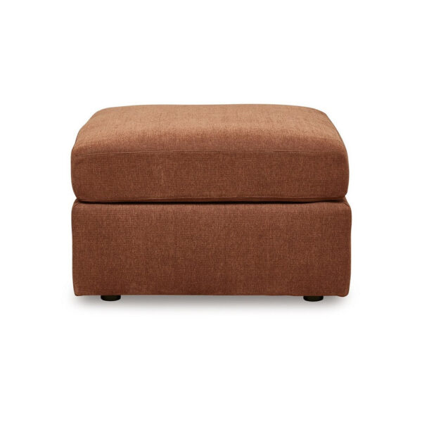 Meso Oversized Square Ottoman, Spice Orange Nuvella Polyester, 32 Inch