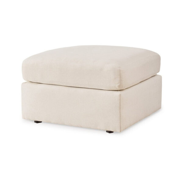 Meso Oversized Square Ottoman, Oyster Ivory Nuvella Polyester, 32 Inch