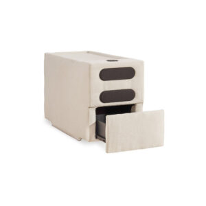 Meso Modular Console Side Table, Audio System, Ivory Nuvella, 37 Inch