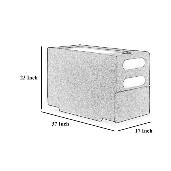 Meso Modular Console Side Table, Audio System, Ivory Nuvella, 37 Inch