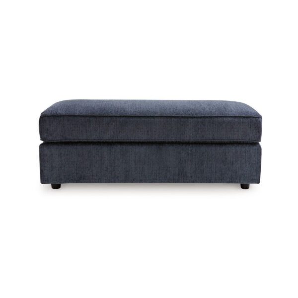 Alfie Oversized Ottoman Bench, Blue Polyester, 43 Inch Rectangular