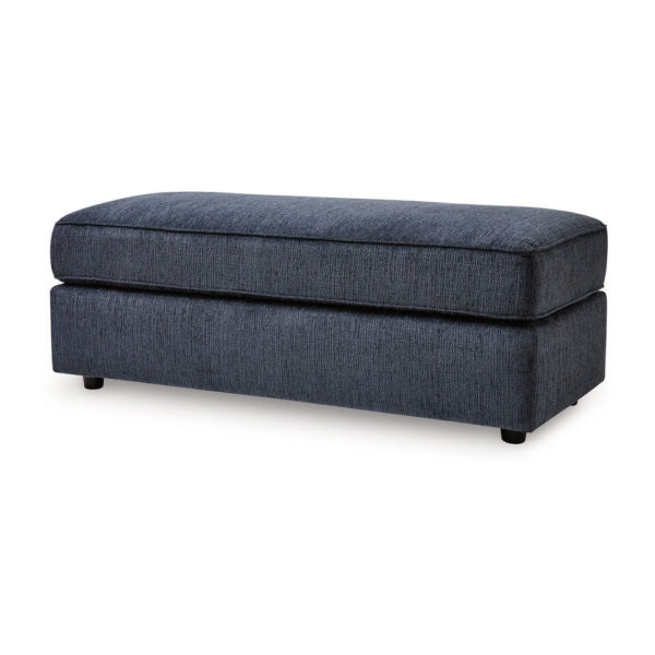 Alfie Oversized Ottoman Bench, Blue Polyester, 43 Inch Rectangular