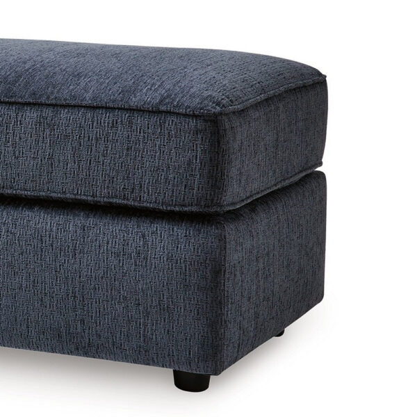 Alfie Oversized Ottoman Bench, Blue Polyester, 43 Inch Rectangular
