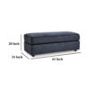 Alfie Oversized Ottoman Bench, Blue Polyester, 43 Inch Rectangular