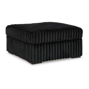 Addy Oversized Square Ottoman, Black Jumbo Corduroy Polyester, 39 Inch