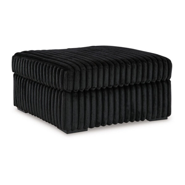 Addy Oversized Square Ottoman, Black Jumbo Corduroy Polyester, 39 Inch