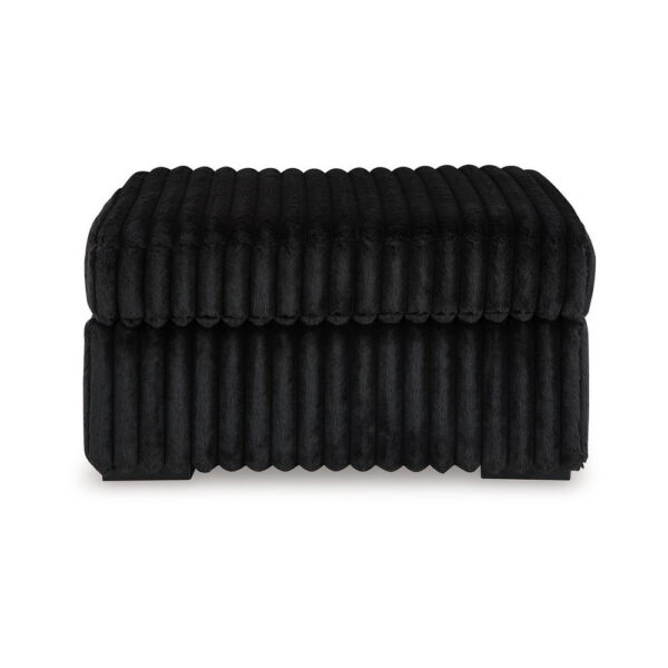 Addy Oversized Square Ottoman, Black Jumbo Corduroy Polyester, 39 Inch