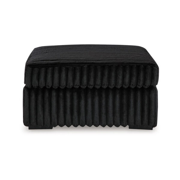 Addy Oversized Square Ottoman, Black Jumbo Corduroy Polyester, 39 Inch