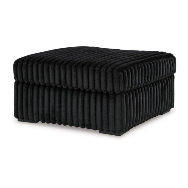 Addy Oversized Square Ottoman, Black Jumbo Corduroy Polyester, 39 Inch
