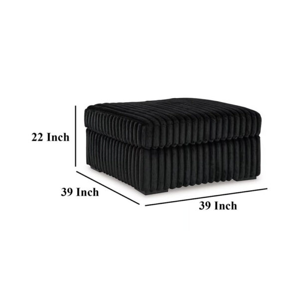 Addy Oversized Square Ottoman, Black Jumbo Corduroy Polyester, 39 Inch