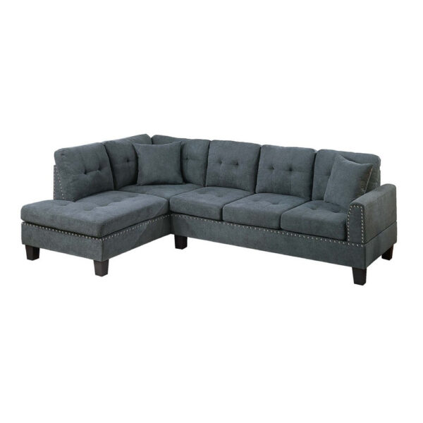 15022026699230257f86a.jpeg Dema 2pc Sectional Sofa Set, Chaise, 2 Pillows, Textured Black Velvet
