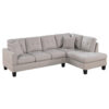 150220266992303477978.jpeg Dema 2pc Sectional Sofa Set, Chaise, 2 Pillows, Textured Beige Velvet
