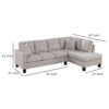 150220266992303fb8788.jpeg Dema 2pc Sectional Sofa Set, Chaise, 2 Pillows, Textured Beige Velvet
