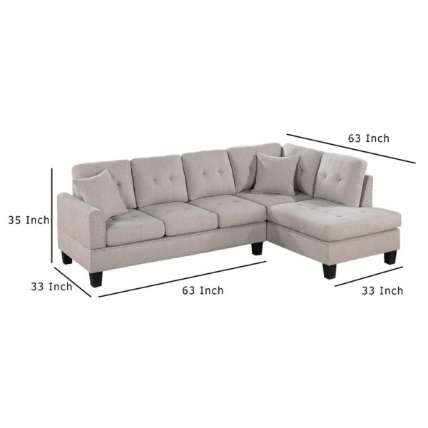 150220266992303fb8788.jpeg Dema 2pc Sectional Sofa Set, Chaise, 2 Pillows, Textured Beige Velvet