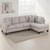 1502202669923042395f0.jpeg Dema 2pc Sectional Sofa Set, Chaise, 2 Pillows, Textured Beige Velvet